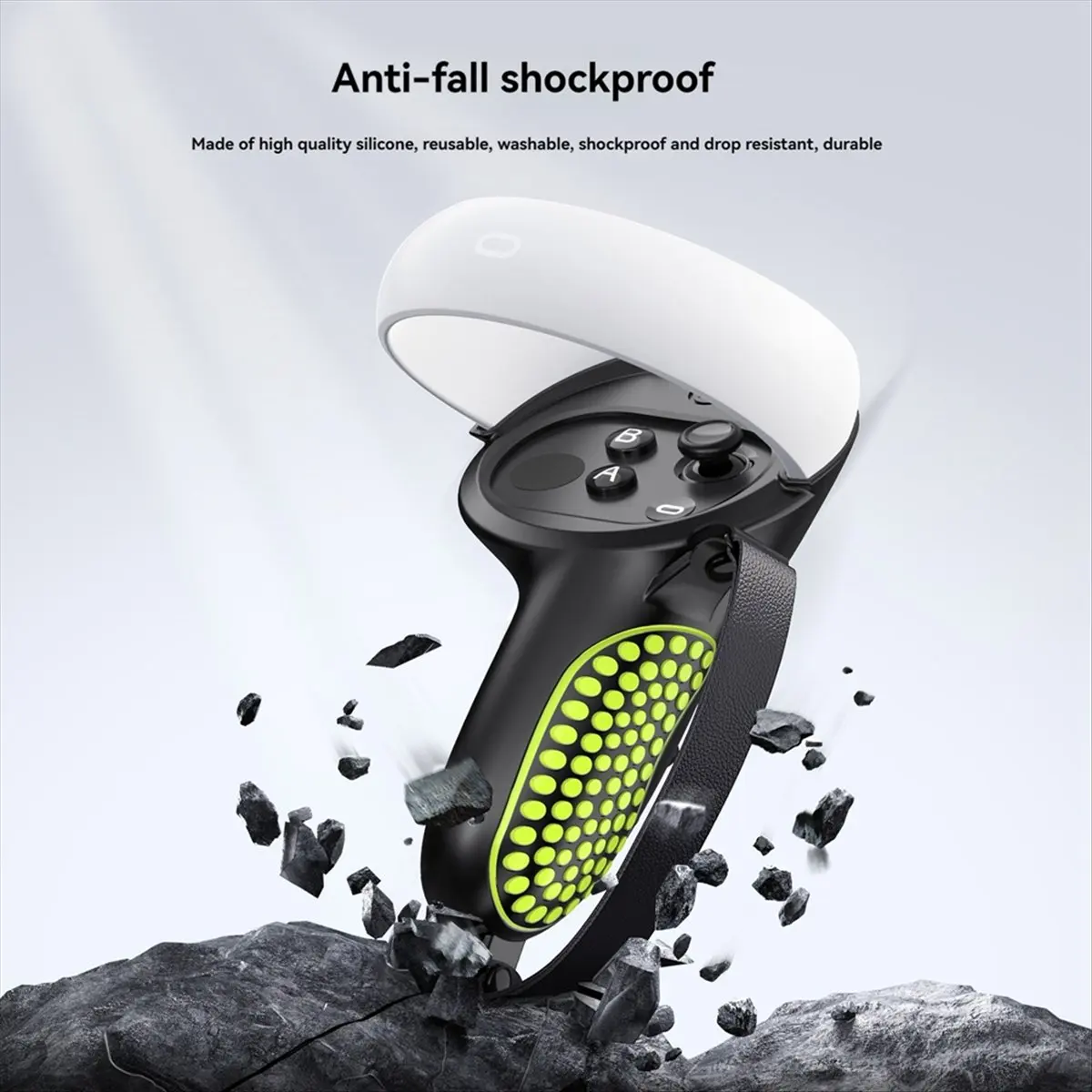 

Grip Sleeve for Oculus Quest 2 Controller Sleeve Double Color Silicone Non-Slip Grip Sleeve Black Green