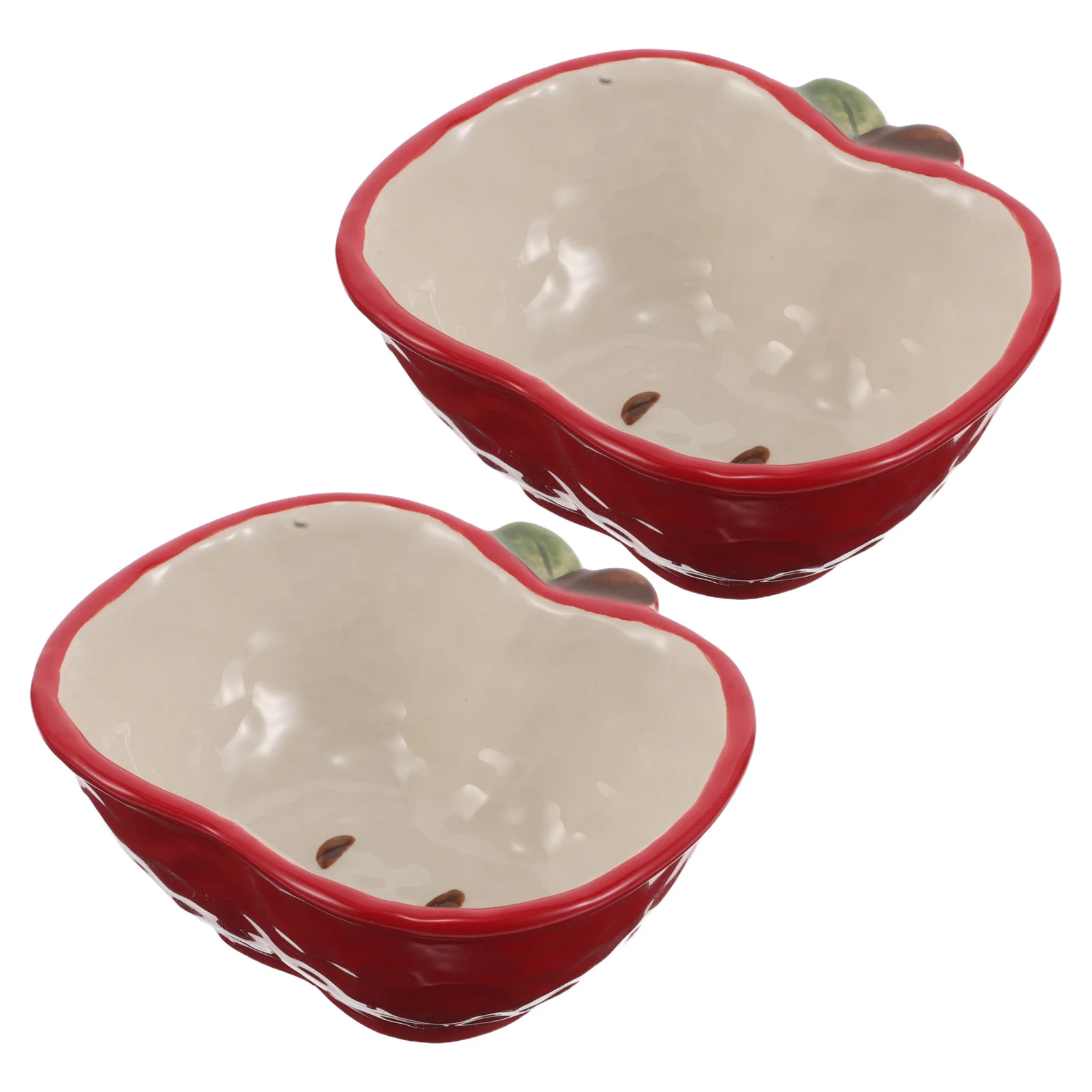 

2pcs Apple-Shaped Ceramic Salad Bowl Fruit Dessert Serving Bowls For Kids Valentine Candy Snack Yogurt Ice Cream Mini Plate