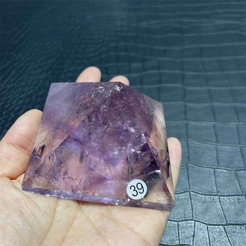 7.5cm Rainbow Natural Clear Quartz Amethyst Crystal Energy Tower Reiki Mineral Pyramid Gemstone