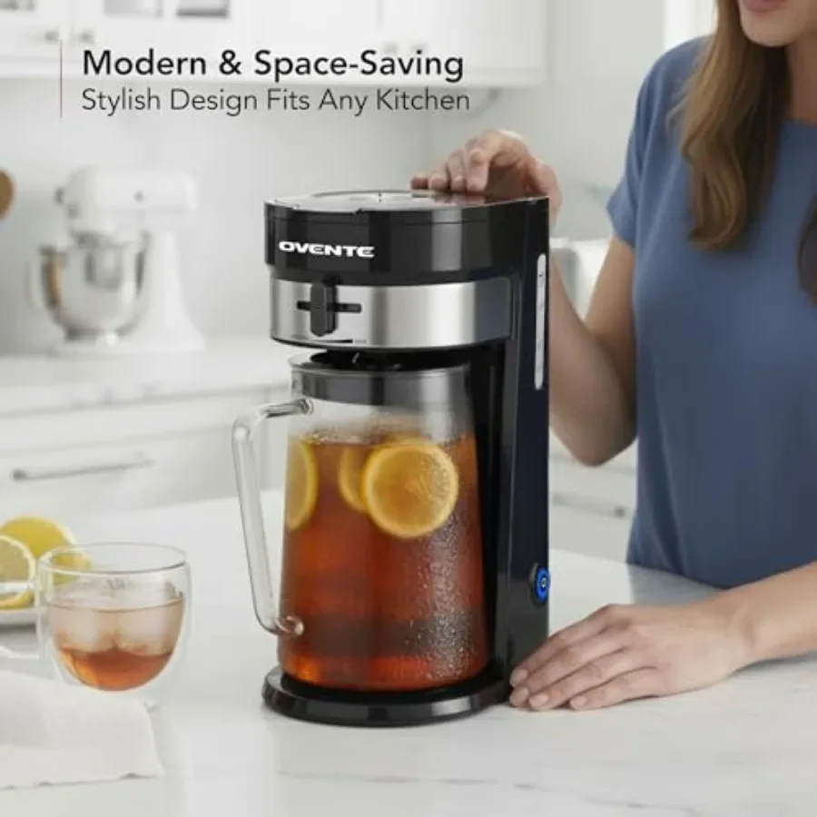 FirmHome StoreOVENTE Iced Tea Maker And Iced Coffee Maker With 3QT Pitcher Sliding Brew Strength Selector For Taste Customizatio