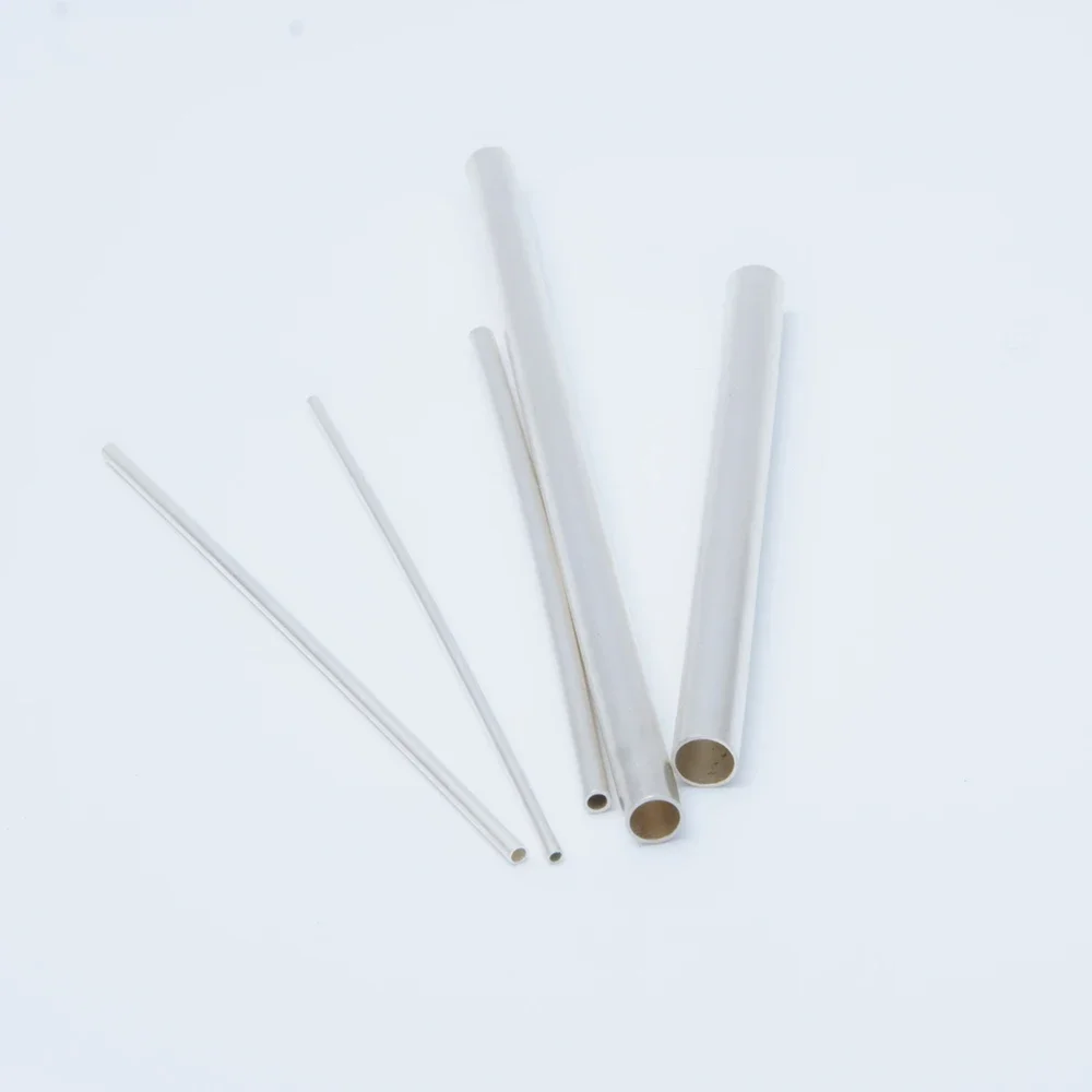 S999 Silver Tube Straight Tube Plain Silver Hollow Silver DIY Inlay Round Tube for Bead Inlay