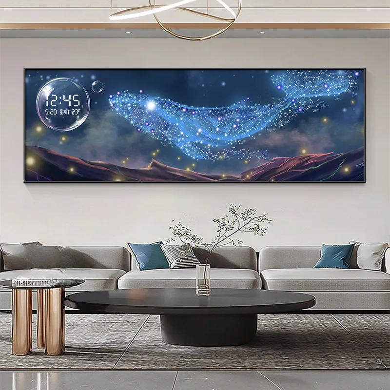 Electronic screen Wall clocks whale creative led digital clock sofa background bedroom horloge numérique led interior furniture