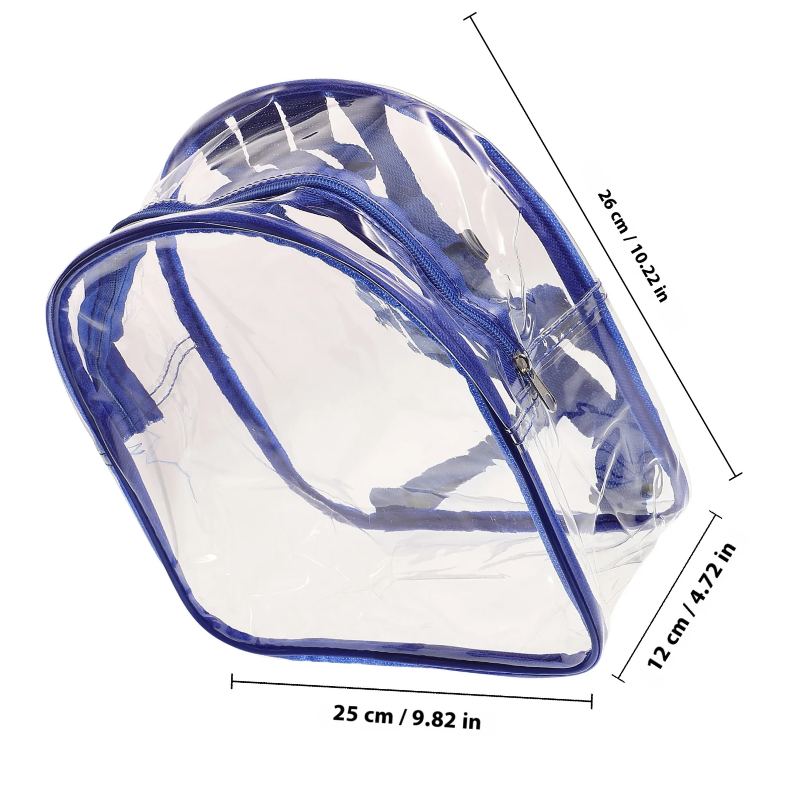 夏のビーチ用クリアPVCバックパック 透明トラベルバッグ ブルー 26x25x12cm コンサート 学校 スポーツ ミニ ヘビーデューティー スタジアム承認済み