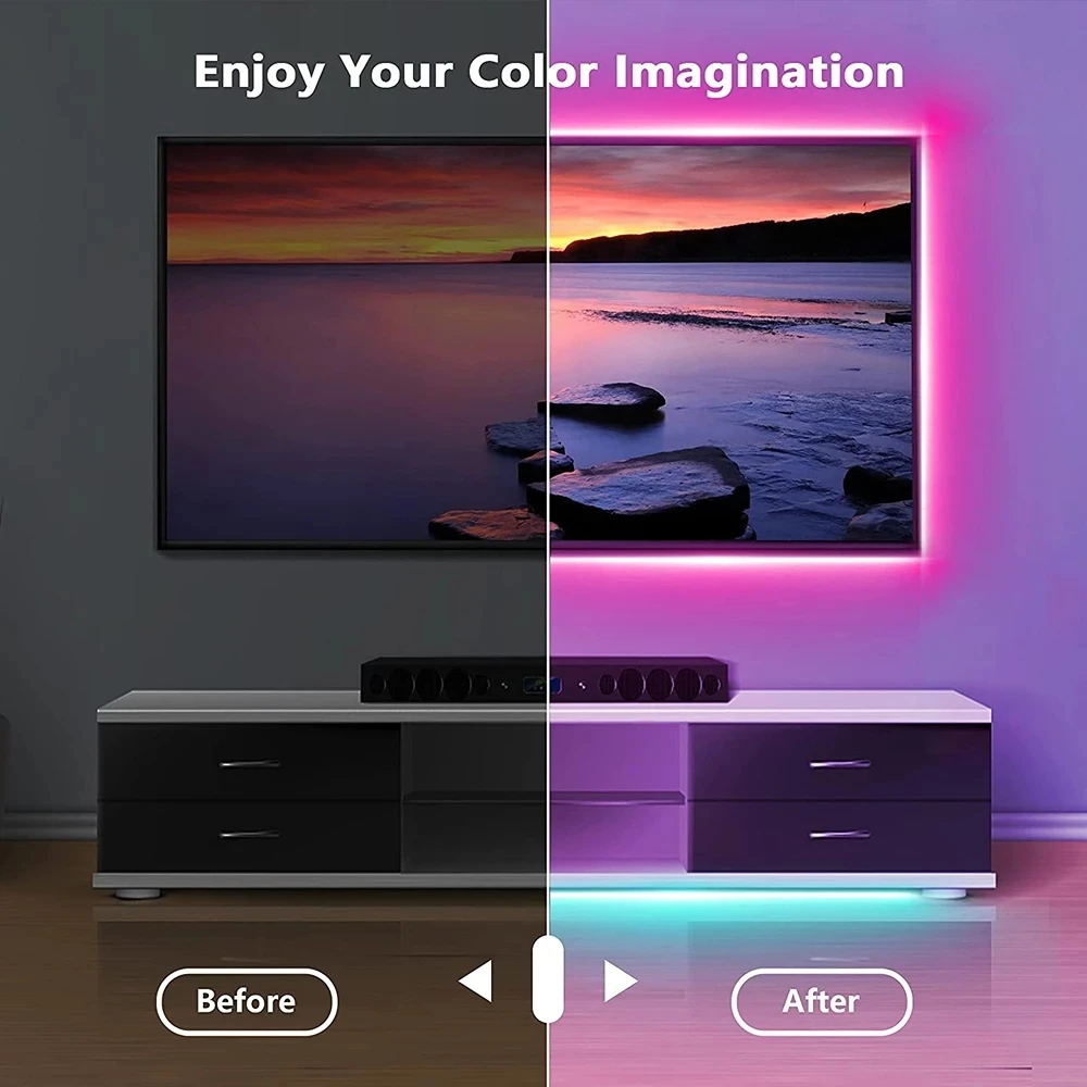 Светодиодные ленты RGB 5050 Tuya APP Control 1-30M, меняющие цвет, гибкая светодиодная лента для ламп, лента для декора комнаты, подсветка