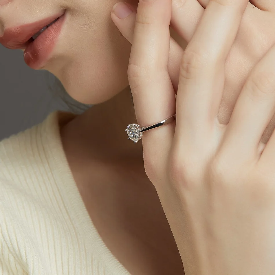 ALLNOEL 0.5-4CT VVS1 D خاتم مويسانيتي ملون للنساء 6 شوكات إعداد 925 خاتم زفاف فضي مع GRA معتمد بالجملة