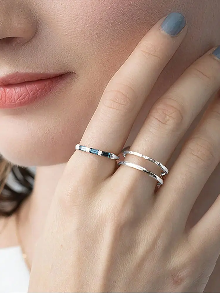 925 فضة الزركون الخيزران المشتركة المألوف خاتم بسيط للنساء الذكرى الزفاف ارتداء اليومي الفاخرة غرامة مجوهرات #4