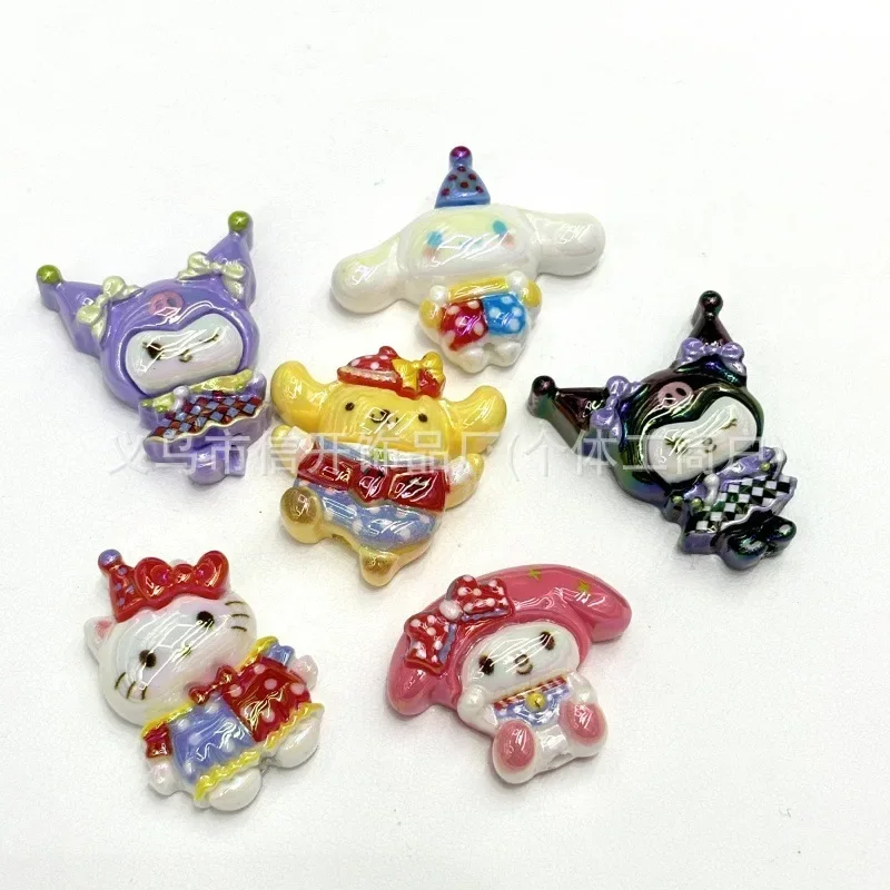 Cartoon Anime Sanrio Beads 200pcs UV Plated Resin Handmade DIY Bead Pen accessory Keychain Bag Hanging Chain Material Wholesale