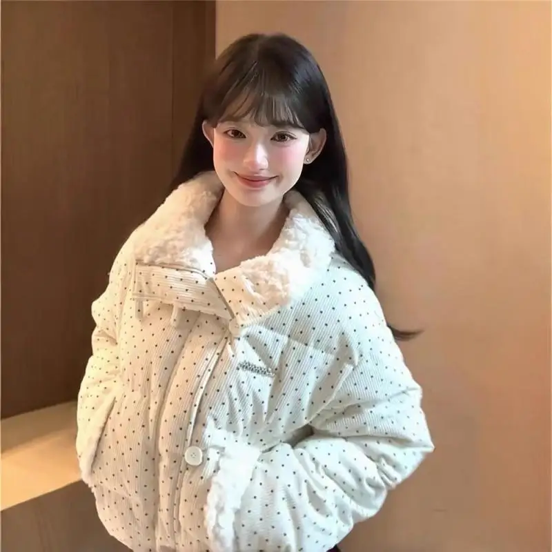 Sweet Lovely Girl's Cotton Jacket Korean Version Winter New Item Loose Casual Tops for Teenagers Thick Warm Jacket for Students