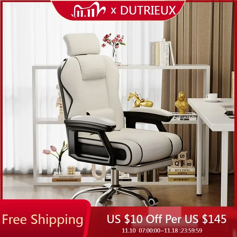 

White Mobile Office Chair Padding Swivel High Back Ergonomic Office Chair Recliner Footrest Silla Gamer Office Furniture