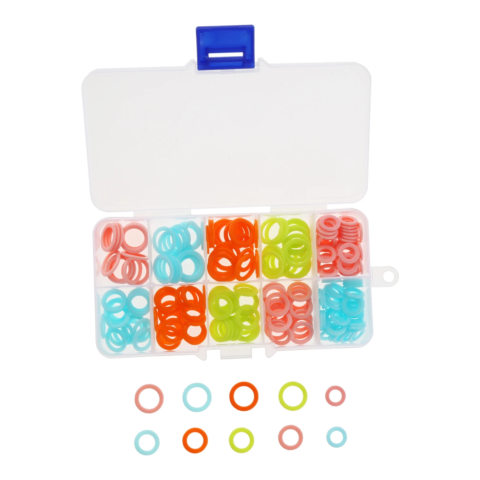 240Pcs Colorful Plastic 1/1.2/1.4cm Round Crocheting Knitting Marking Circles Rings with Box Sewing Crochet Stitches Marker Tool