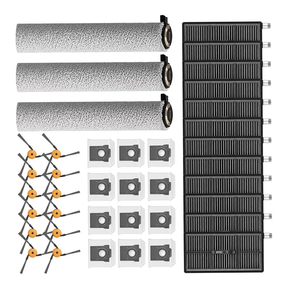 1set Roller Brushes Side Brushes Dust Bags Filters For Dreame Aqua20Pro Ultra Roller Complete/X Complete/S Complete Robot Vacuum