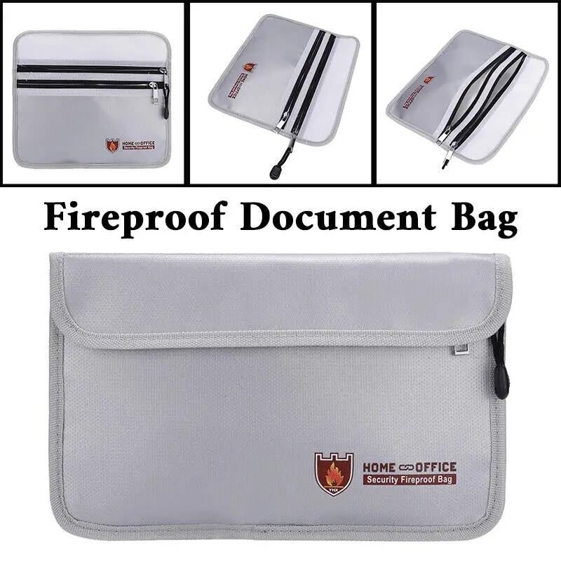 Imagem -02 - Bolsa de Documentos à Prova de Fogo com Zíper Bolsa de Documentos à Prova de Fogo Bolsa Seguro de Dinheiro Resistente à Água Bolsas de Armazenamento Seguro de Bolso Duplo