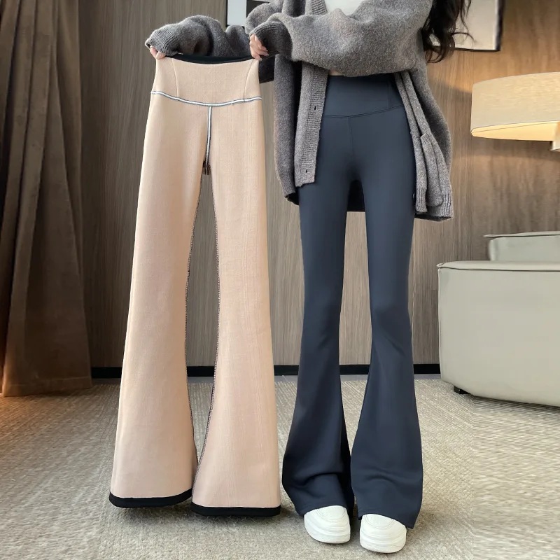 

Женские утепленные флисовые леггинсы с высокой талией для йоги, весна-осень, новинка, модель «Акулья пасть», утягивающие, длиной 7/8