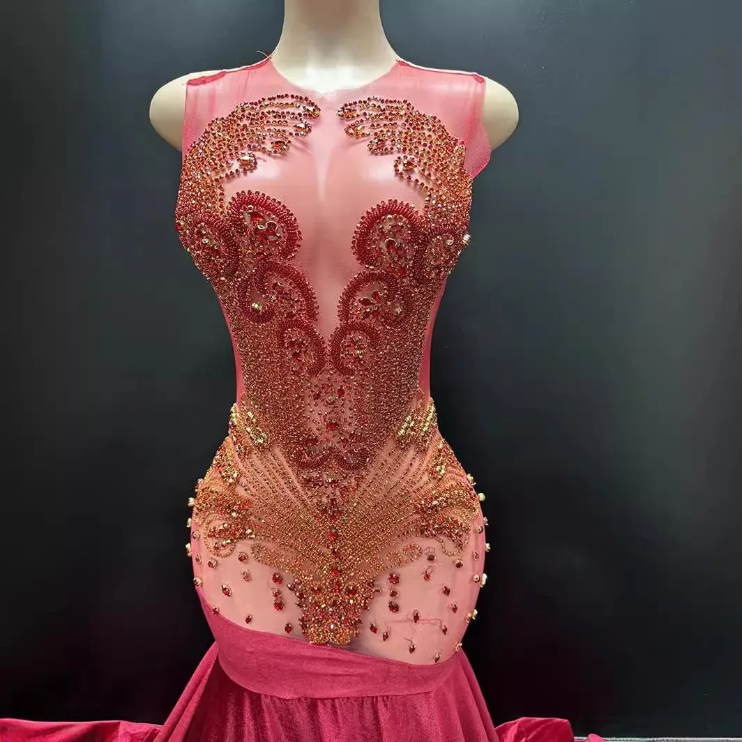 Long Perspective Fishtail Wedding Dress Trailing Tail Slim Fit Elegant Host Party Dinner Photography Dresses Woman Wedding Guest