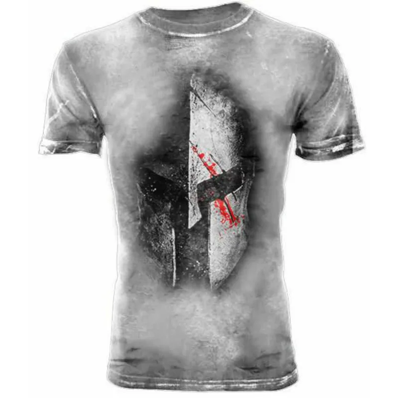 Summer Retro Spartan T-Shirt Men\'s 3DT Breathable Fashionable and Comfortable New Men\'s