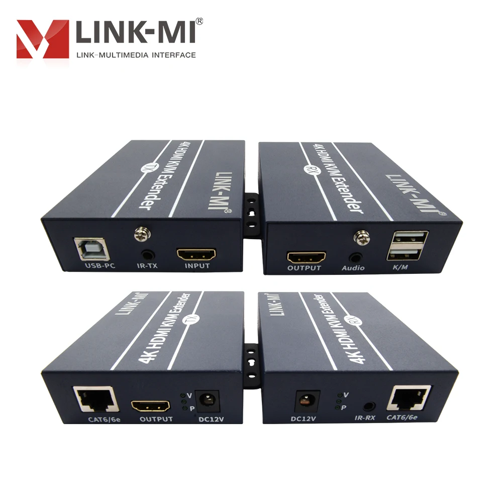 120m 4K HDMI KVM Extender with Local Loop Out over Cat5e/6 Cable Support USB Keyboard Mouse with IR 3.5mm Audio HDMI Loop out