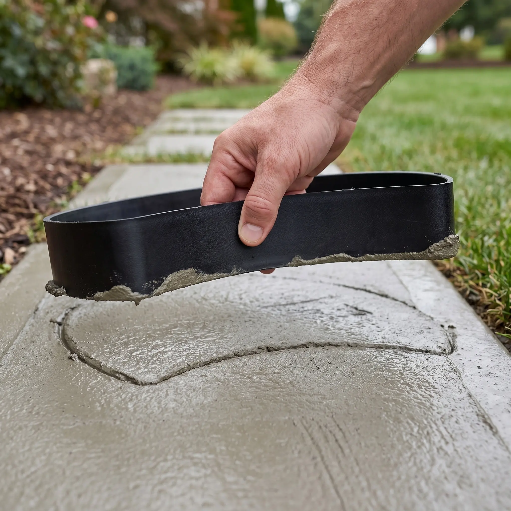 Moule de pavage en forme de croissant, en plastique ABS, réutilisable, pour créer des allées et des marches en jardin, idéal pour les pelouses, les parcs et les villas.