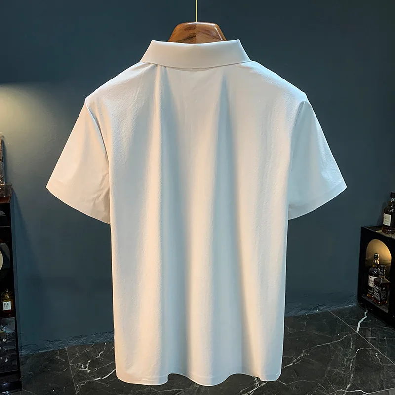 Letni męski kołnierzyk dojazdowy POLO z krótkim rękawem 2025 nowy, swobodny, wszechstronny biznesowy T-shirt z zamkiem błyskawicznym