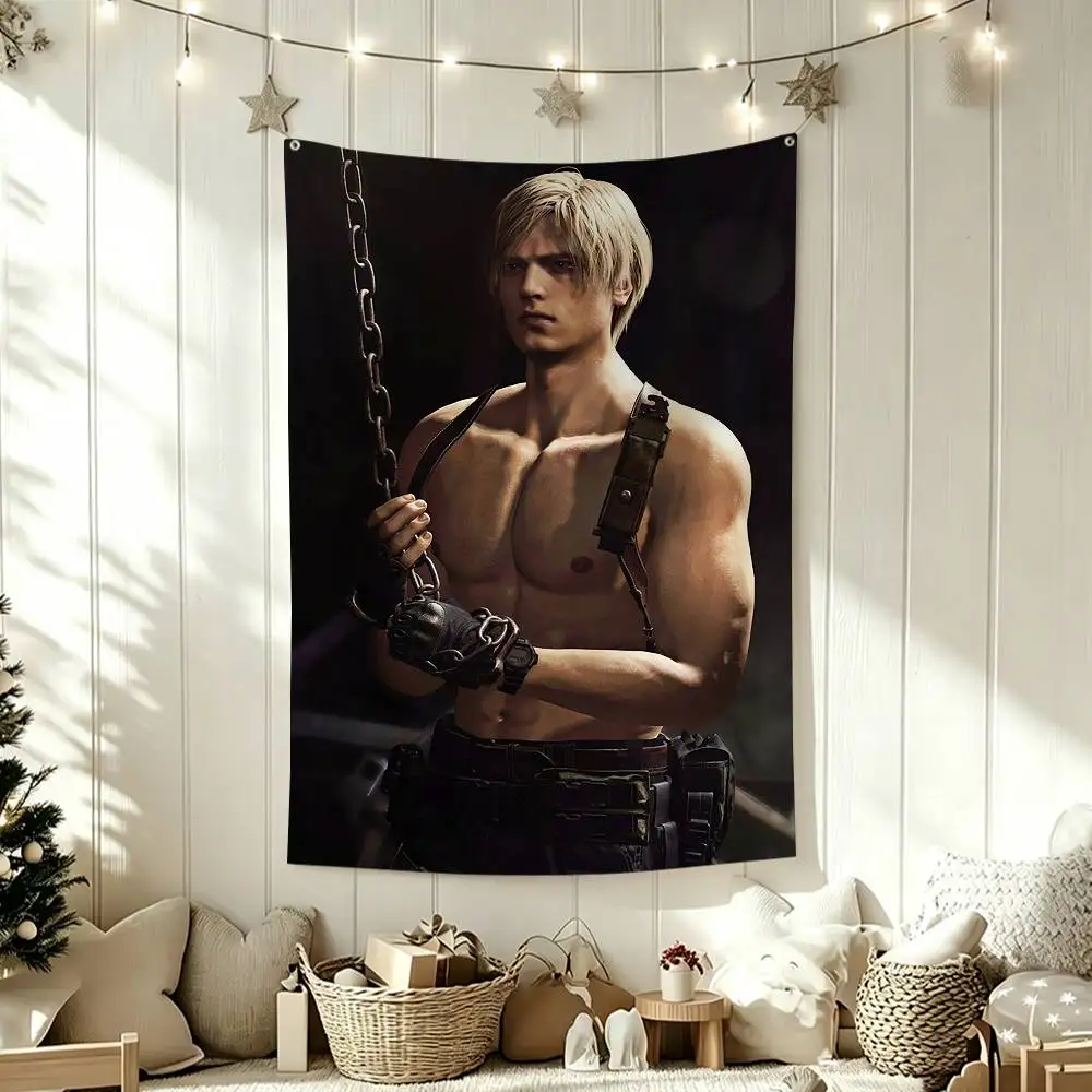 E-Evil G-Game L-Leon K-Kennedy   Funny Flags for Bedrooms Home Decor Items Outdoor Decors Garage Decoration Flaga