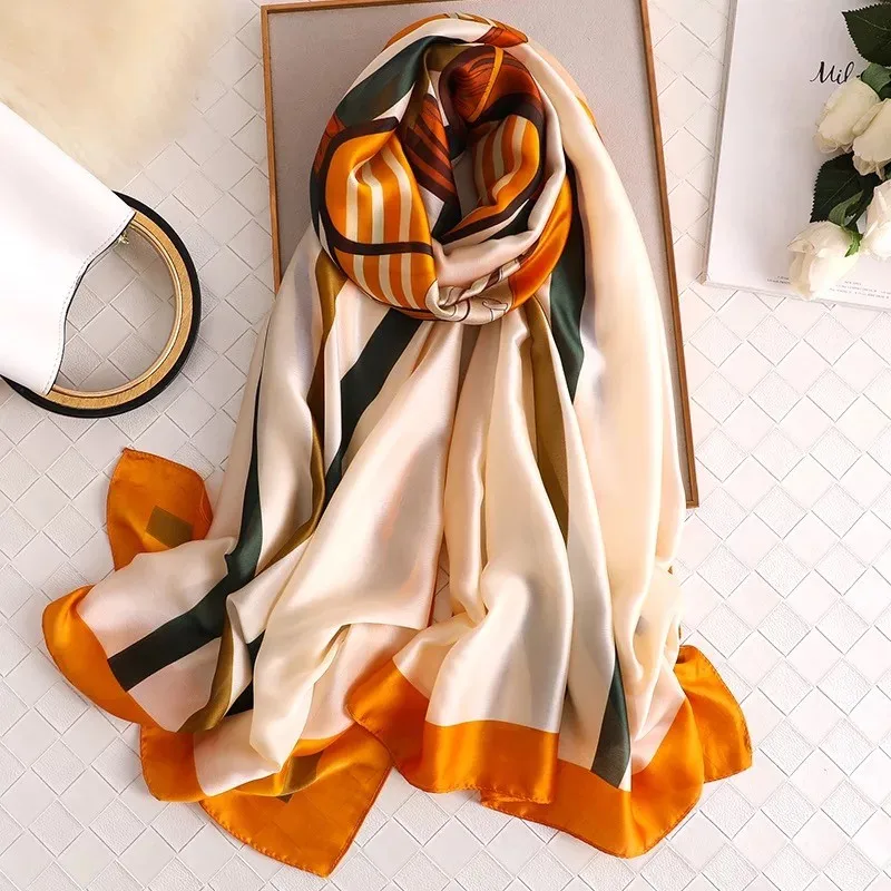 

Luxury Beach Sunscreen Shawls New Lattice Scarves Ladies 180X90CM Neckerchief Fashion Beach Towel Popular Print Silk Scarfs