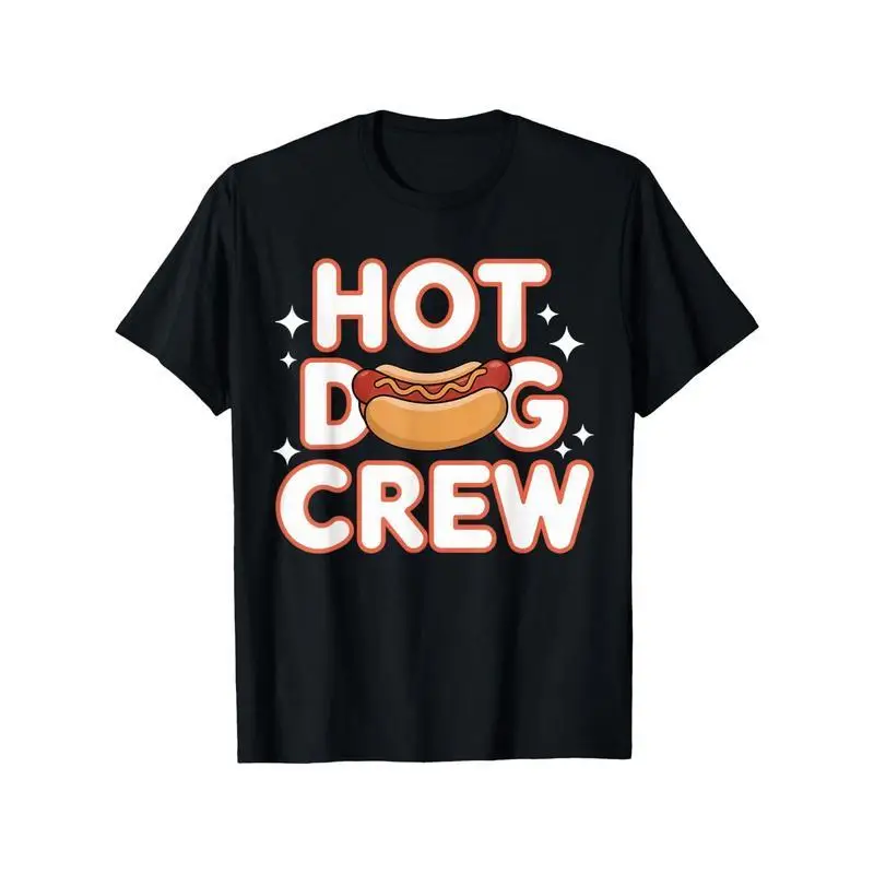 

Funny Hot Dog Crew T-Shirt Men Women Foodie Group Tee Cute Hotdog Graphic Print Humorous Fast Food Lover Top Casual Gift