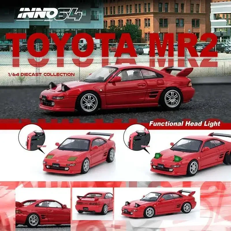 

PreSale INNO 1:64 TOYOTA MR2 SW20 Red Functional Head Light Diecast Diorama Car Model Collection Miniature Toys