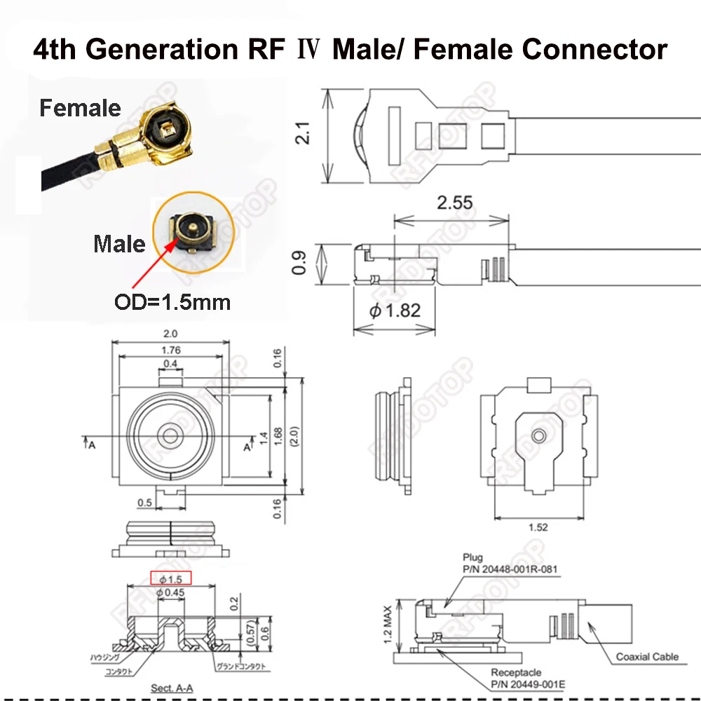 MCX Male Female to uFL/IPX1/MHF4 Female Connector 1st/4th Generation RG178/RF1.37/RF1.13 Cable Pigtail Wifi Antenna RFⅠ/Ⅳ Jumper