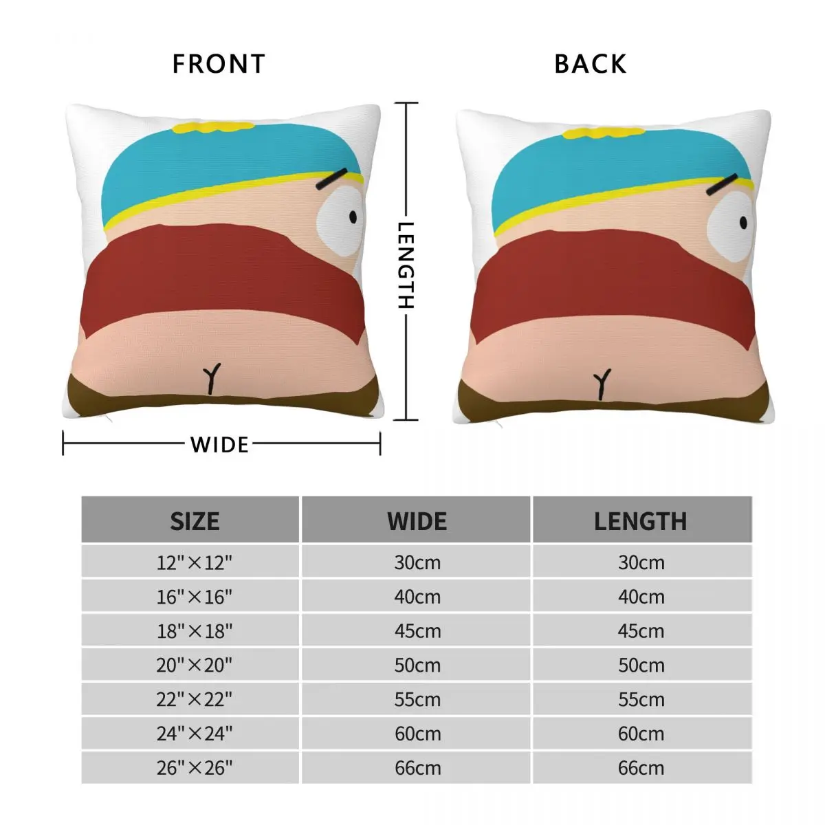 Eric Cartman Cartoon Kiss My Ass Pillow Case Cover Summer Living Room Cushions Cover Accessories For Home Decor Square Pillow