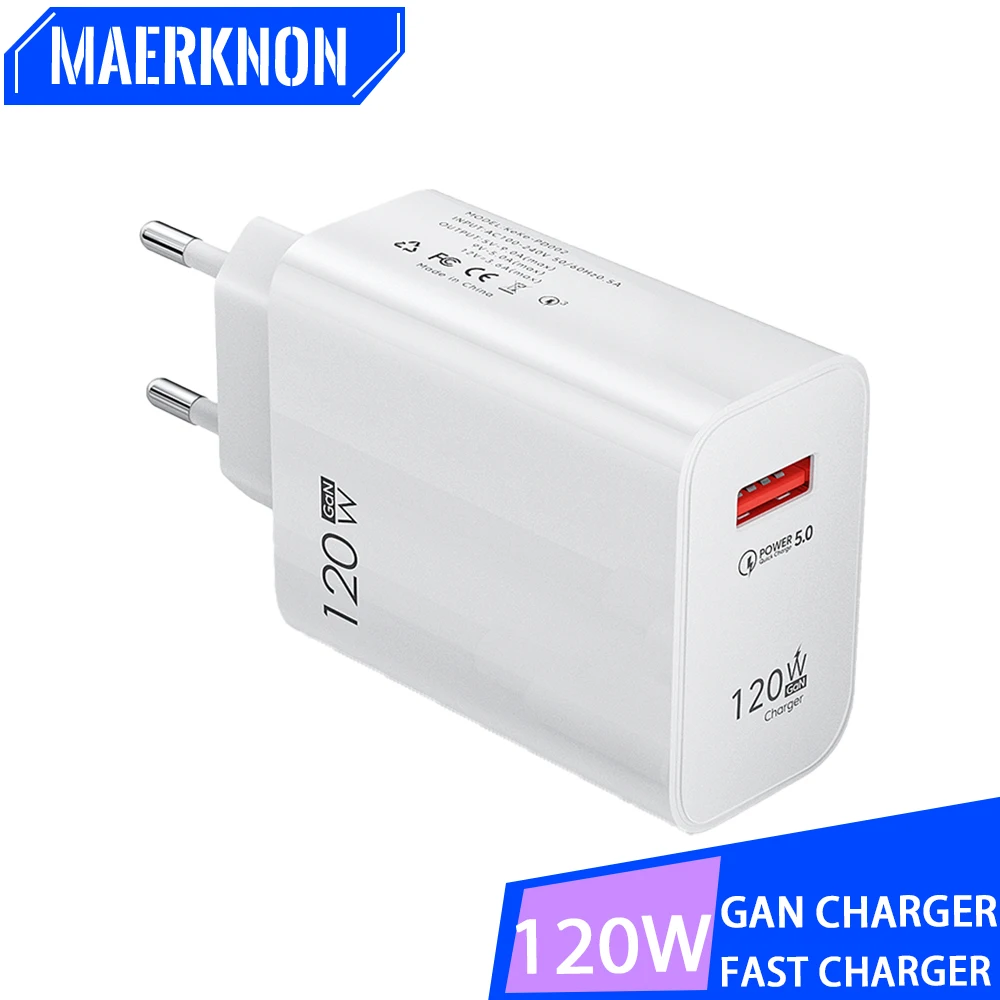 

120W USB Charger GaN Quick Charge 3.0 Super Fast High Speed Charging Wall Adapter For iPhone 15 14 Xiaomi Samsung Oneplus POCO