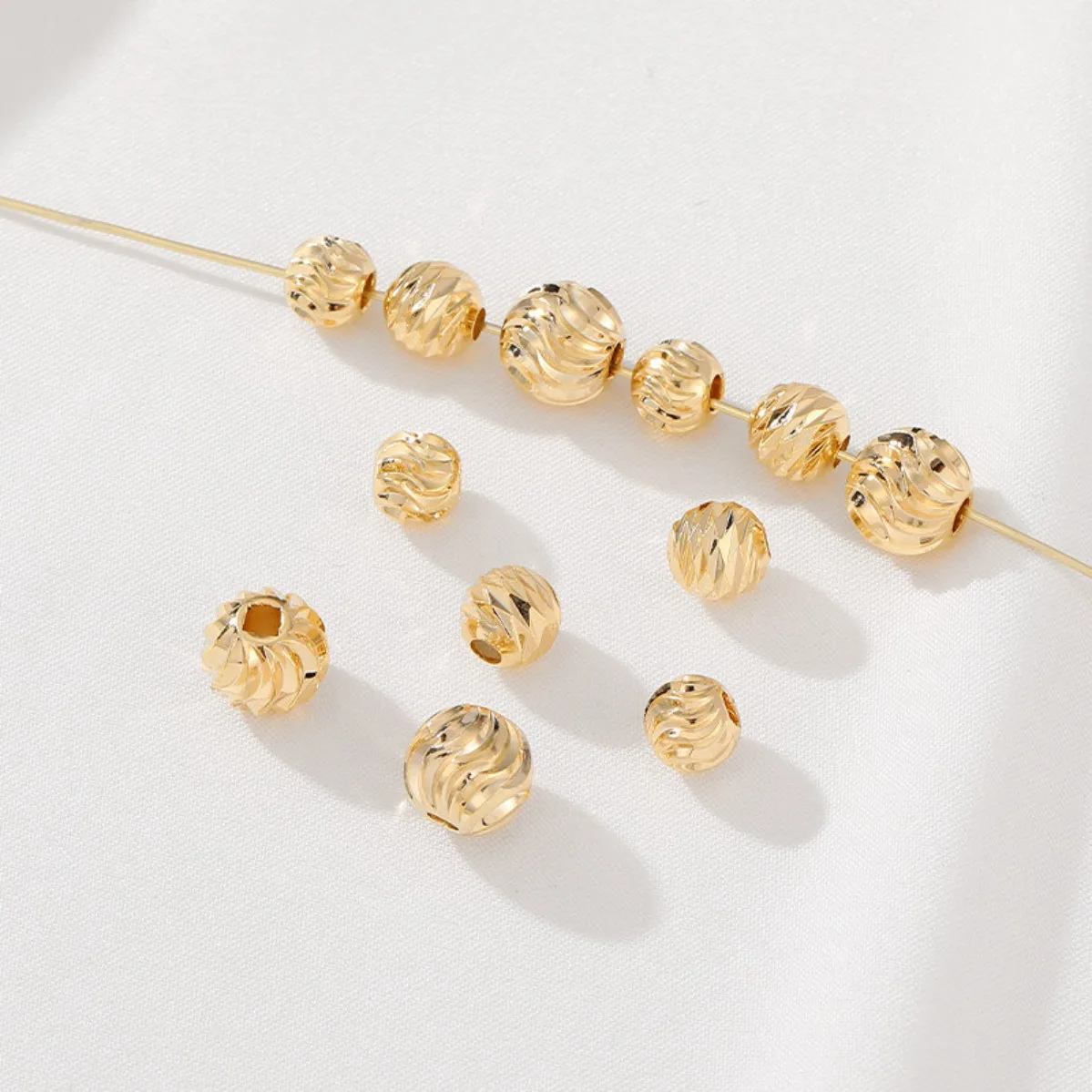 14K Gold Plated Color Retention Threaded Spacer Loose Beads DIY Beaded Bracelet Necklace Jewelry Findings