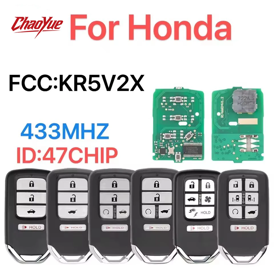 ChaoYue KR5V2X ID47 Chip 433MHz Car Remote Contro Key Fob For Honda Clarity Vezel City Civic Jazz Accord Pilot Ridgeline Odyssey