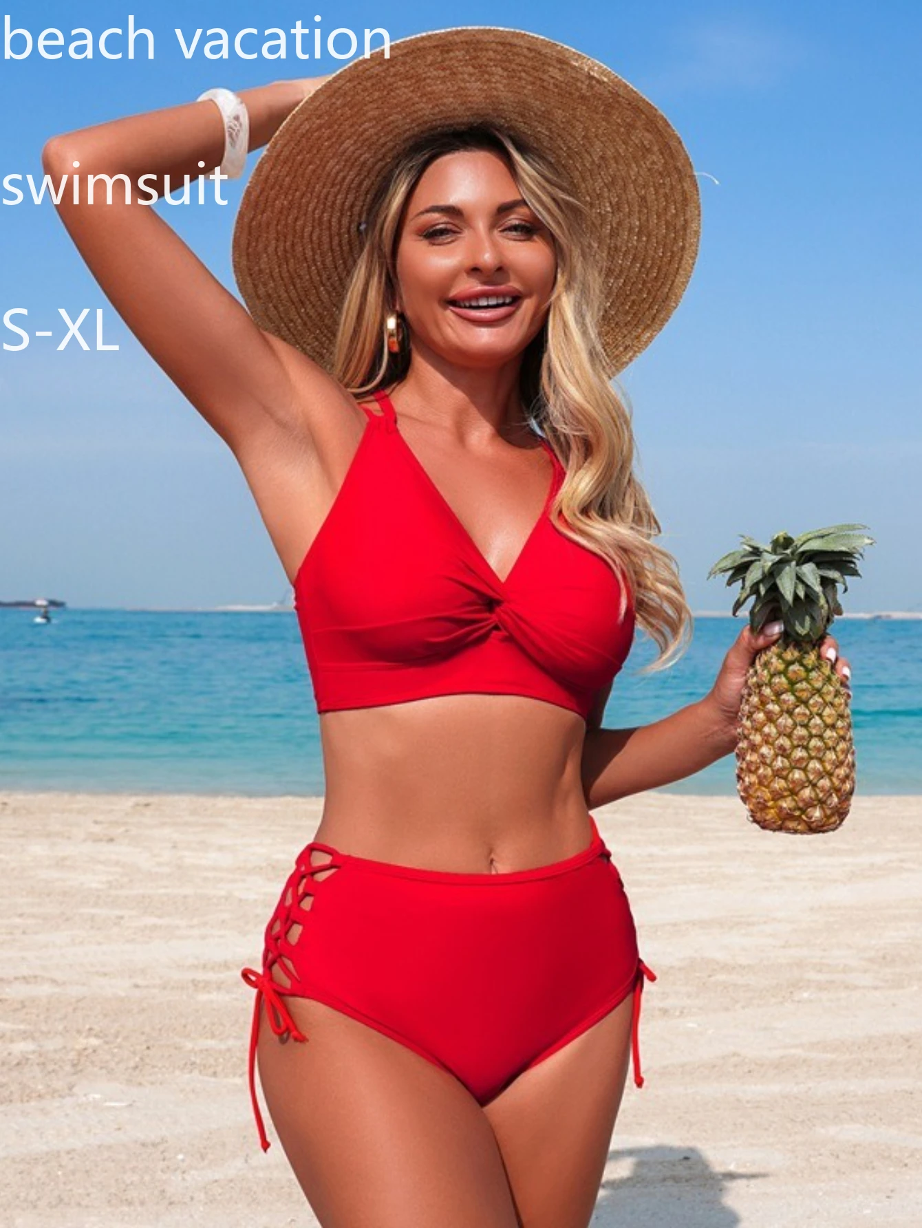 

Bikini set women's white beach style two-piece swimsuit, high waisted thong, sexy camisole, backless swimsuit, 2026 new model