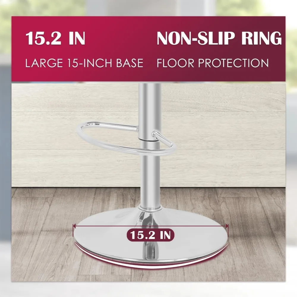 Bar Stools Counter Stools with Height Adjustable Swivel Counter Chairs Back PU Leather Set of 2 Dining Chairs