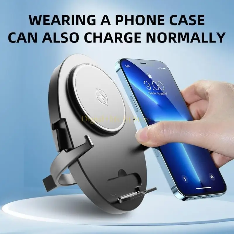 E06D Wireless 15W Quick Charging Stand Bedside Desktop Phone Holder Foldable Cordless Charging Stand