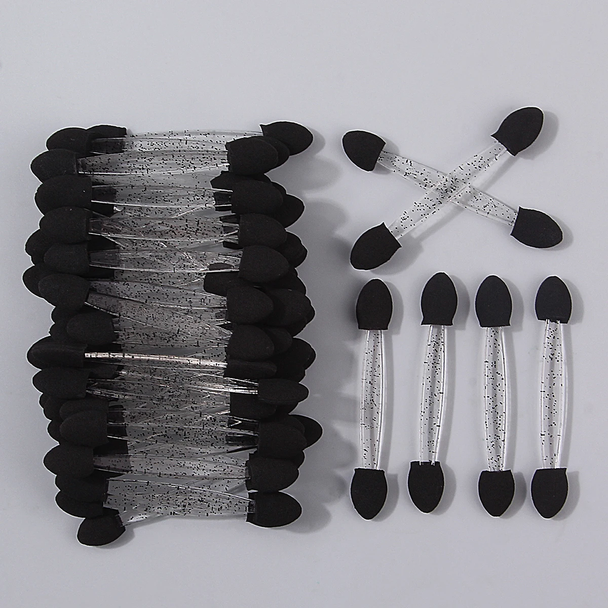 50PCS compact and portable double-headed soft sponge eyeshadow applicator, multi-functional beginner's makeup tool