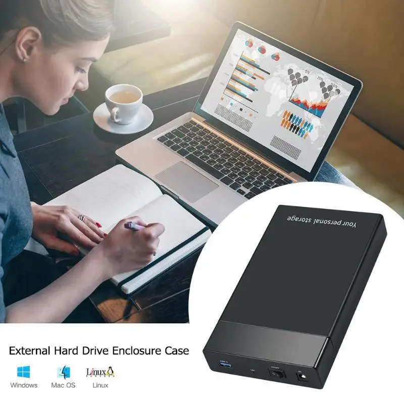 External HDD Case 2.5/3. 5 SSD External Hard Drive Box Enclosure SATA to USB 3.0 Hard Disk Case Adapter