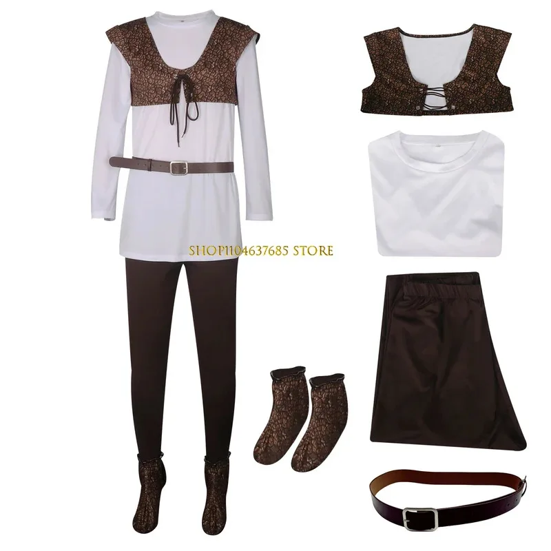 

Shrek Cosplay Costume Mens Costume Shirt Vest Pants Full Set Halloween Outfit