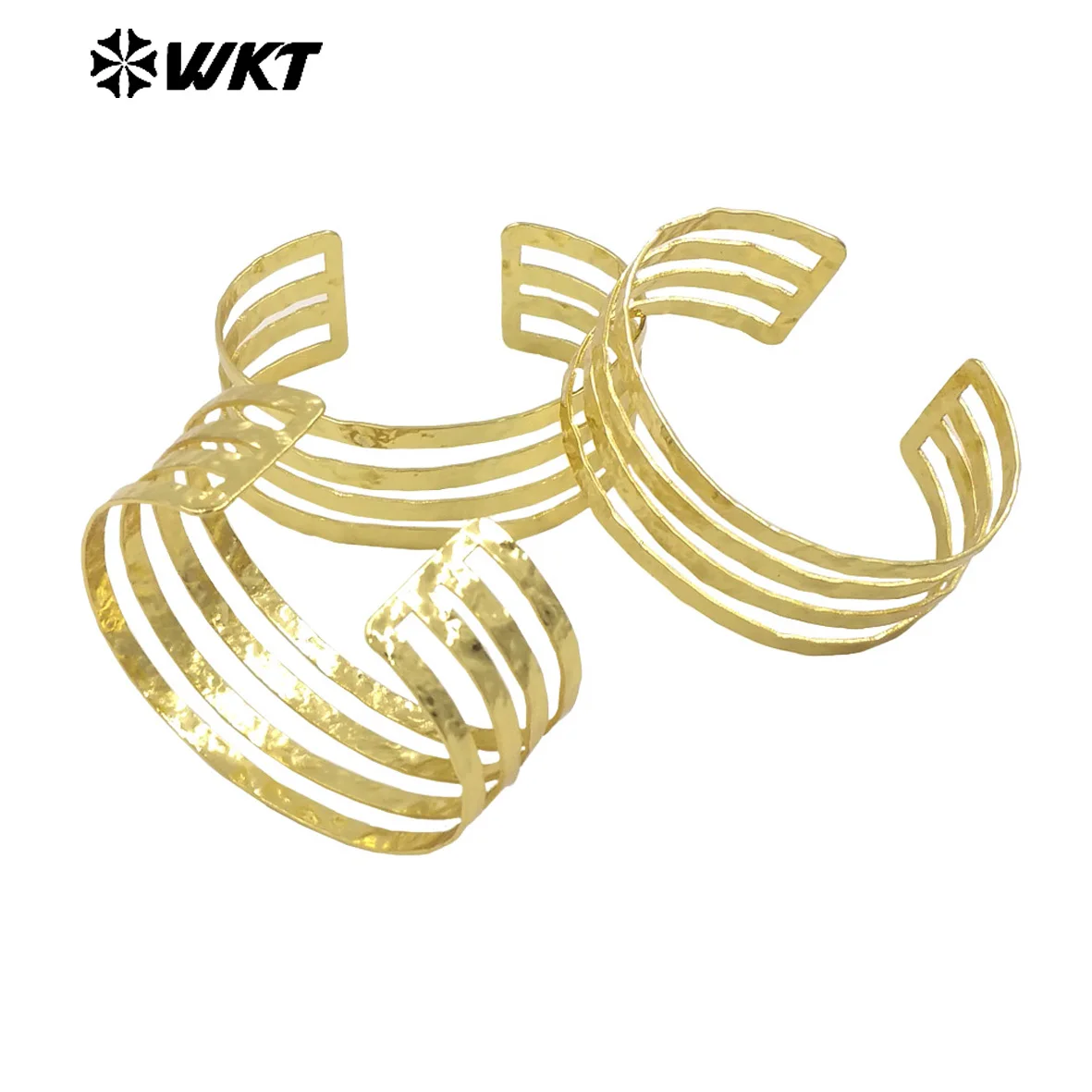 WT-B658 Special Multi Layer And Yellow Brass With 18k Real Gold Plated Hollow Design For Unisex Bangle Jewelry Decorated