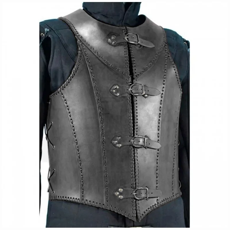Medieval Viking Pirate Leather Vest Armor Roman Warrior Tabard Coat Steampunk Doublet Jerkin LARP Knight Cosplay Costume Adult