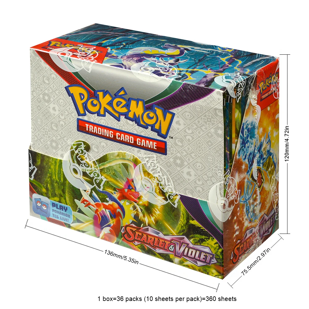 360Pcs Kartu Permainan Pokémon TCG Bahasa Inggris: Scarlet Violet Box Kartu Permainan Pokemon 36 Pack Box