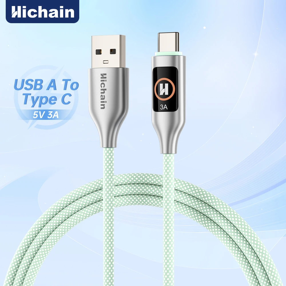 1PC/2PCS USB A TO C Fast Charging Cable For iphone PD15W Nylon Braided 480Mbps Data Cord With LED Light For Laptop Tablets