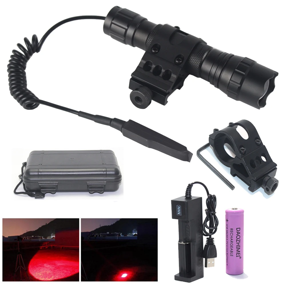 

501B Tactical Green/Red/White LED Torch Zoomable Adjustable Flashlight for Outdoor Hunting Camping with Scope Mount