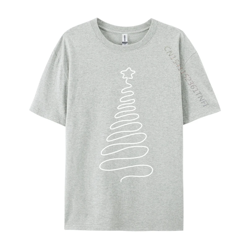 Christmas Tree Handmade Winter Line Art Family Holiday T Shirts Men Harajuku T Shirt Cotton Oversized Unique Tees Tops