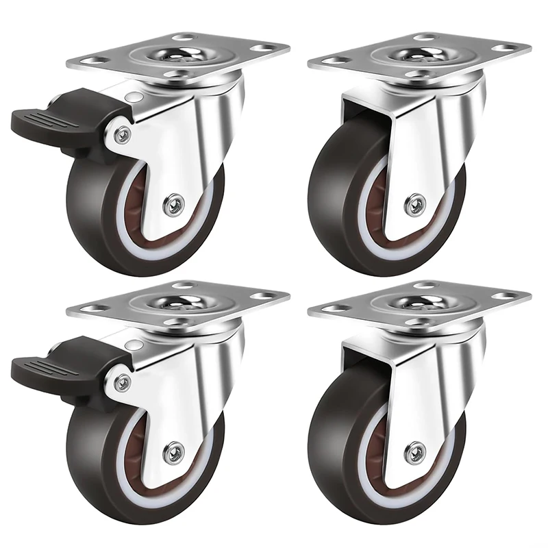 4PCS 1-2 Inch Rubber Swivel Casters TPR Soft Rubber Heavy Duty Furniture Casters For Cabinet Trolley Sofa Chair Platform Cart