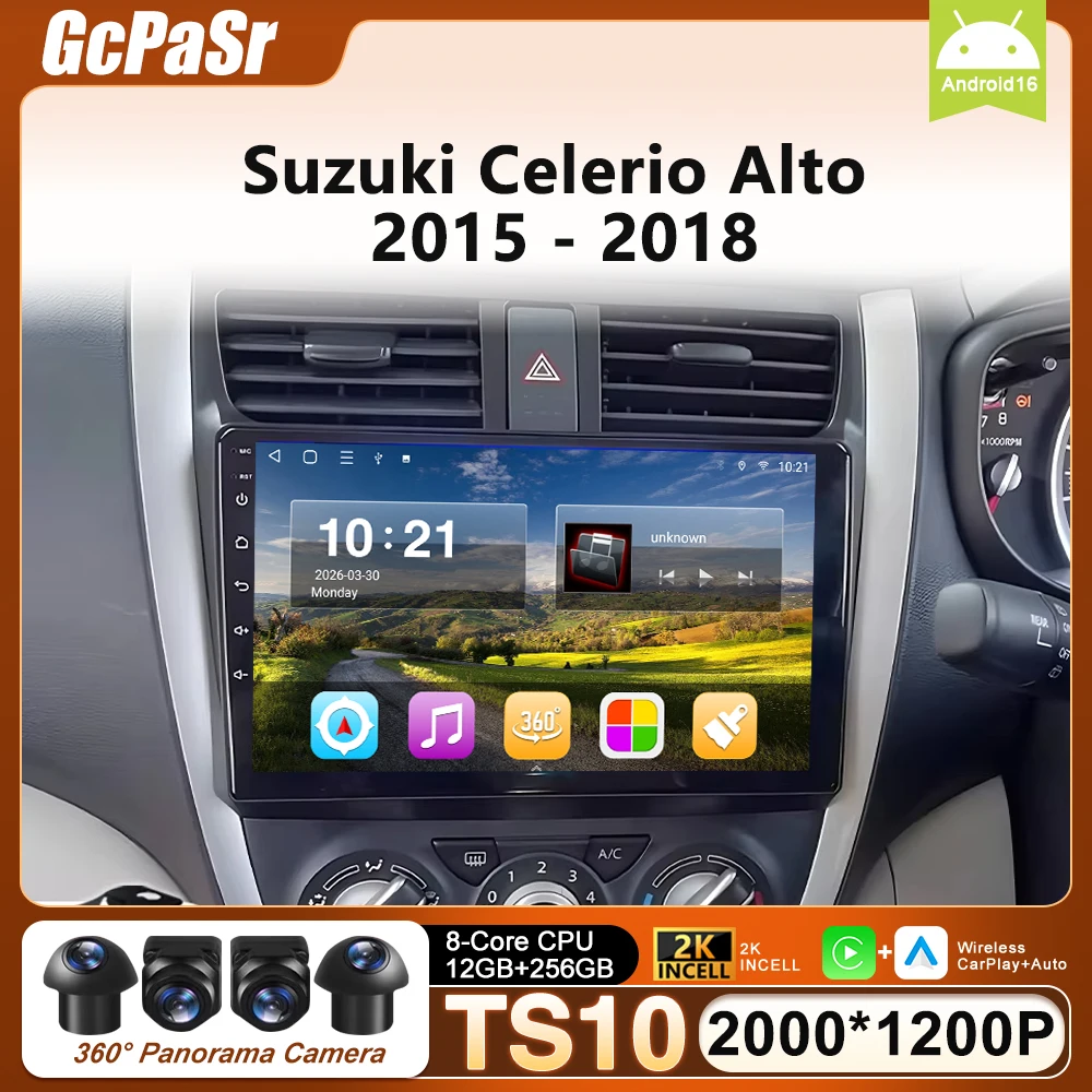 Android 16 Car Radio for Suzuki Celerio Alto 2015 - 2018 Multimedia Video Player Stereo GPS Navigation CarPlay 2 Din Auto Radio