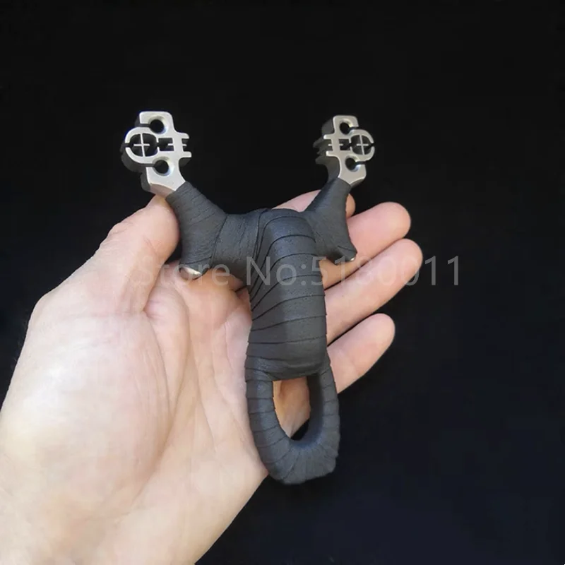 

Powerful TC21 Titanium Alloy Slingshot with Aiming High Precision Hunting Shooting Slingshot with Flat Rubber Band Outdoor Games