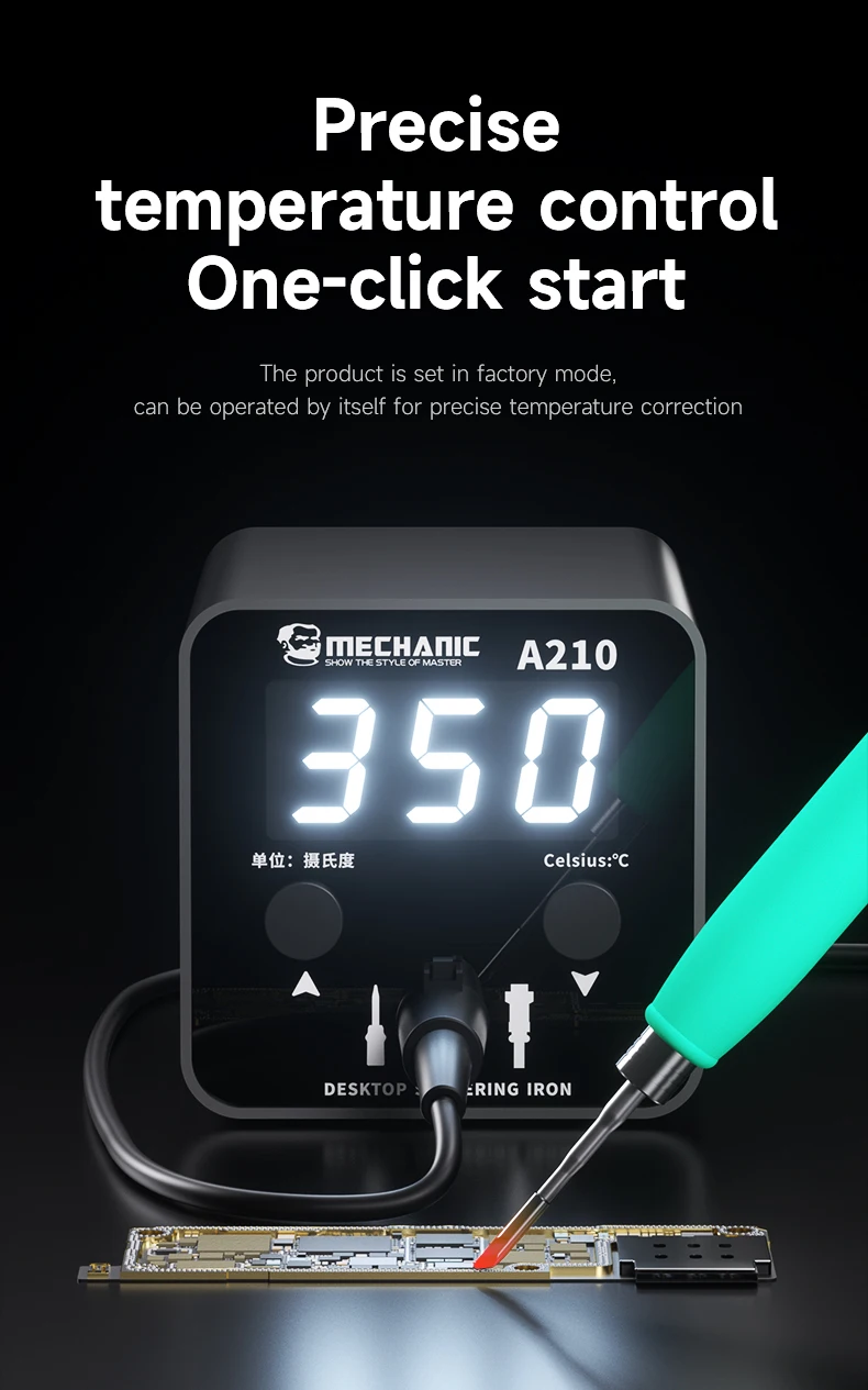 【MECHANIC】 A210 Desktop Portable Soldering Station Mini Soldering Iron Precision Temperature Control Short Circuit Protect Tools