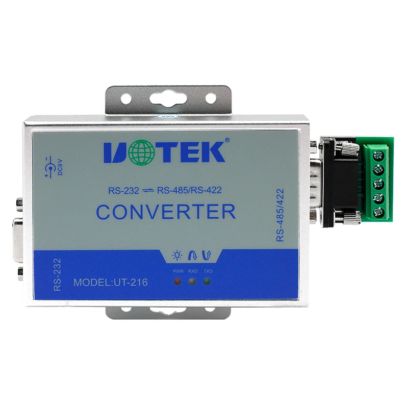 UOTEK Converter RS232 to RS485 RS422 Conversion Adapter DB9 Com Connector 600W Lightning Surge Protection UT-216