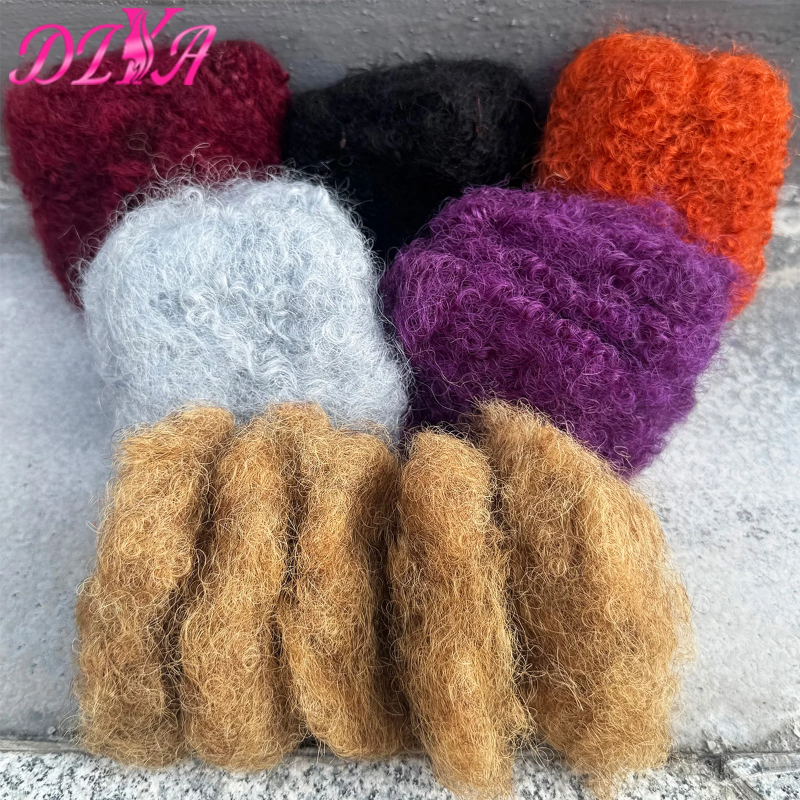 1 Pack/35g Colored No Weft Peruvian Afro Kinky Curly Bulk Human Hair for Dreadlock Extensions Loc Repair Braiding Twist