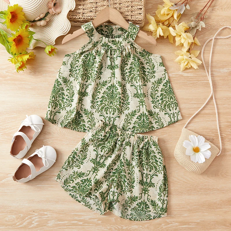 Girls Suits Summer Vest Shirt+Shorts Korean Children Casual Clothing Two Piece Set Toddler Girl Clothes 2Pcs 2-7Yrs